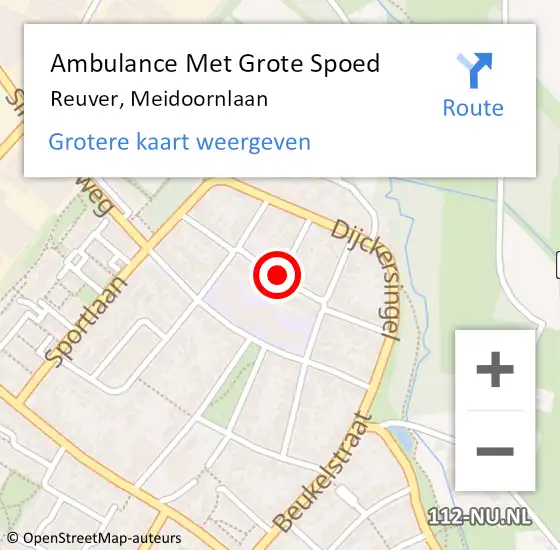 Locatie op kaart van de 112 melding: Ambulance Met Grote Spoed Naar Reuver, Meidoornlaan op 21 januari 2019 02:26