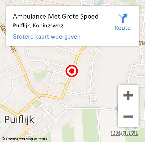 Locatie op kaart van de 112 melding: Ambulance Met Grote Spoed Naar Puiflijk, Koningsweg op 21 januari 2019 02:50