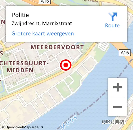 Locatie op kaart van de 112 melding: Politie Zwijndrecht, Marnixstraat op 21 januari 2019 04:57