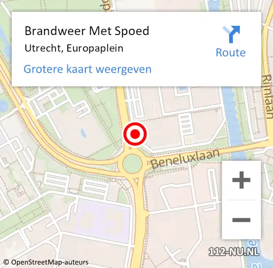 Locatie op kaart van de 112 melding: Brandweer Met Spoed Naar Utrecht, Europaplein op 21 januari 2019 05:46