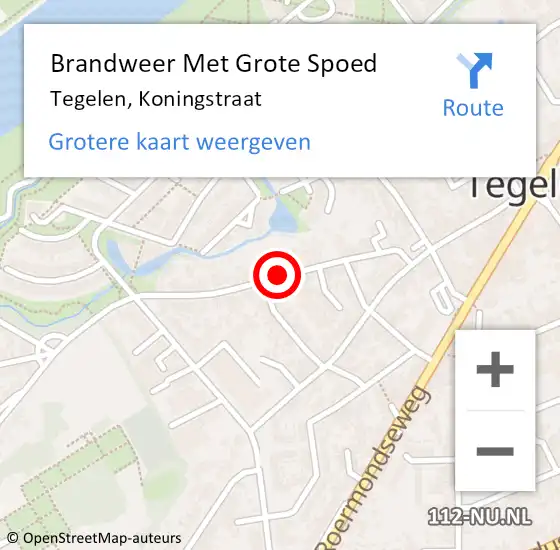 Locatie op kaart van de 112 melding: Brandweer Met Grote Spoed Naar Tegelen, Koningstraat op 21 januari 2019 06:19