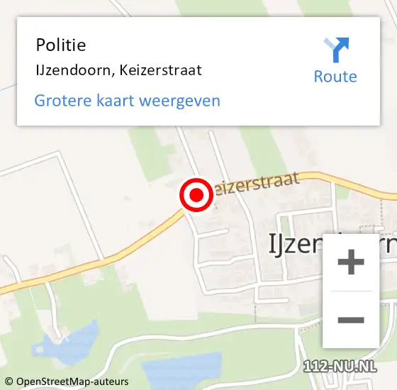 Locatie op kaart van de 112 melding: Politie IJzendoorn, Keizerstraat op 21 januari 2019 07:11