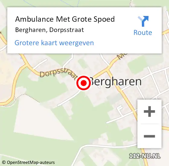 Locatie op kaart van de 112 melding: Ambulance Met Grote Spoed Naar Bergharen, Dorpsstraat op 21 januari 2019 07:23