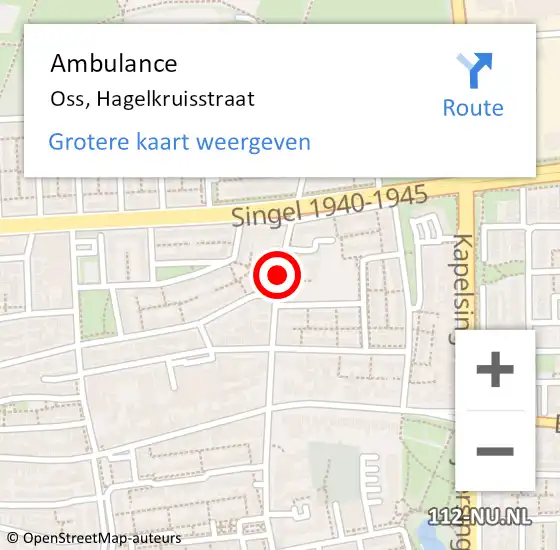 Locatie op kaart van de 112 melding: Ambulance Oss, Hagelkruisstraat op 21 januari 2019 07:48