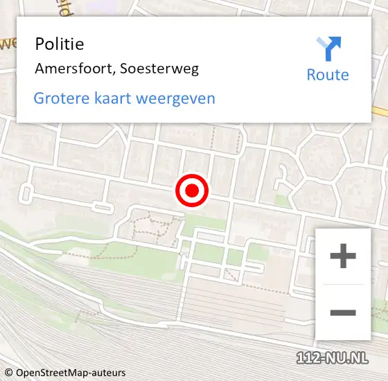 Locatie op kaart van de 112 melding: Politie Amersfoort, Soesterweg op 21 januari 2019 08:00