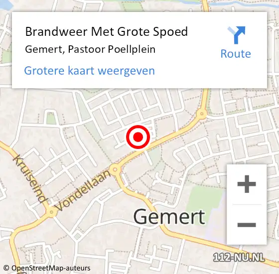 Locatie op kaart van de 112 melding: Brandweer Met Grote Spoed Naar Gemert, Pastoor Poellplein op 21 januari 2019 08:13