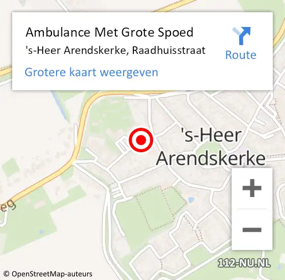 Locatie op kaart van de 112 melding: Ambulance Met Grote Spoed Naar 's-Heer Arendskerke, Raadhuisstraat op 21 januari 2019 10:01