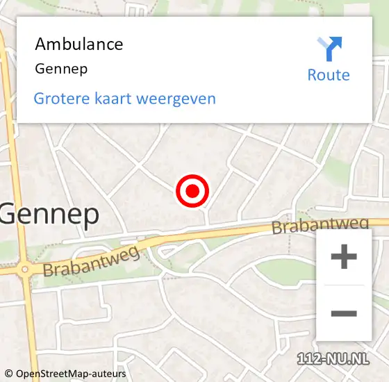 Locatie op kaart van de 112 melding: Ambulance Gennep op 21 januari 2019 10:23