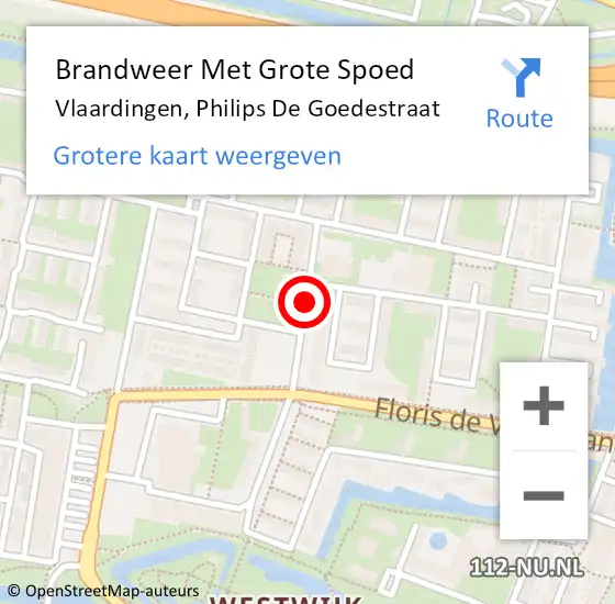Locatie op kaart van de 112 melding: Brandweer Met Grote Spoed Naar Vlaardingen, Philips De Goedestraat op 21 januari 2019 10:42