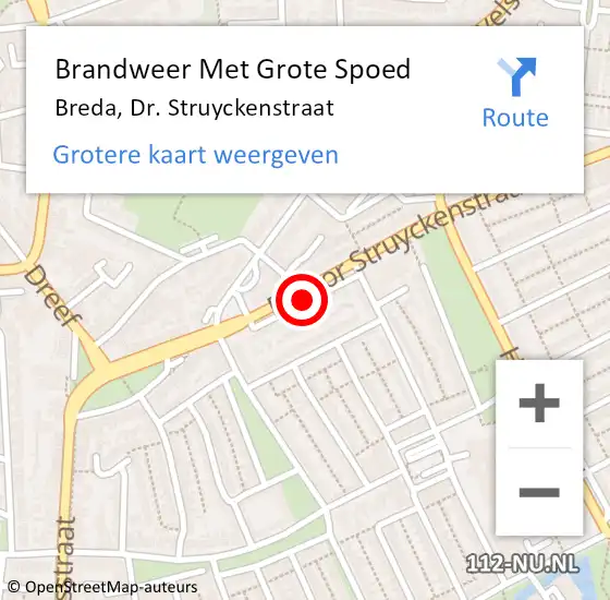 Locatie op kaart van de 112 melding: Brandweer Met Grote Spoed Naar Breda, Dr. Struyckenstraat op 21 januari 2019 10:49