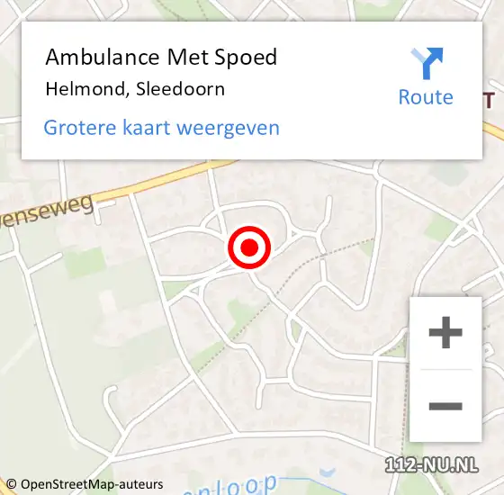 Locatie op kaart van de 112 melding: Ambulance Met Spoed Naar Helmond, Sleedoorn op 21 januari 2019 10:51