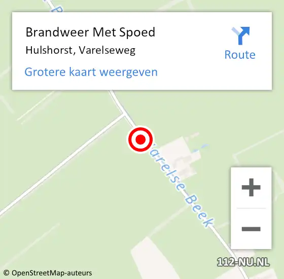 Locatie op kaart van de 112 melding: Brandweer Met Spoed Naar Hulshorst, Varelseweg op 21 januari 2019 10:51