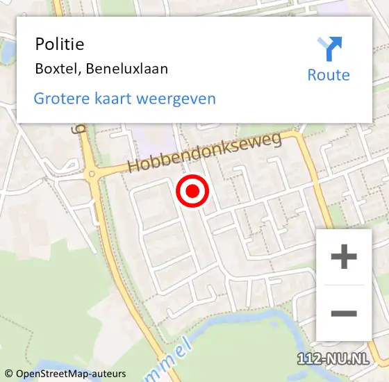 Locatie op kaart van de 112 melding: Politie Boxtel, Beneluxlaan op 21 januari 2019 11:03