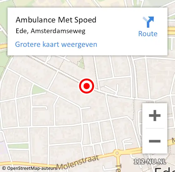 Locatie op kaart van de 112 melding: Ambulance Met Spoed Naar Ede, Amsterdamseweg op 21 januari 2019 11:21
