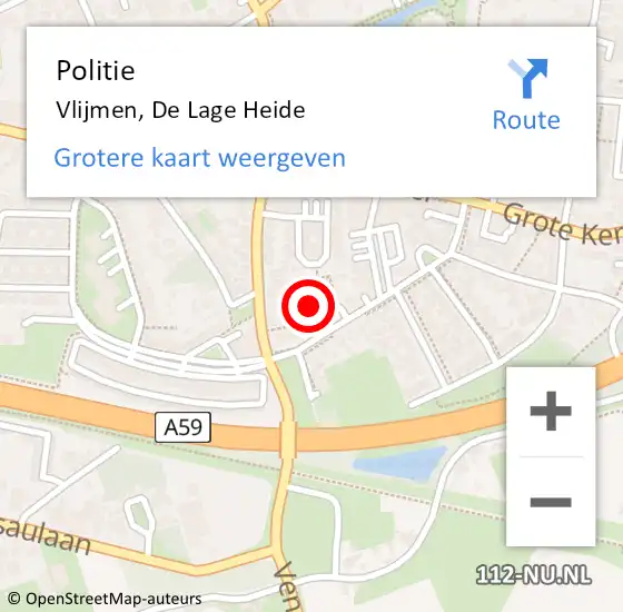 Locatie op kaart van de 112 melding: Politie Vlijmen, De Lage Heide op 21 januari 2019 11:28