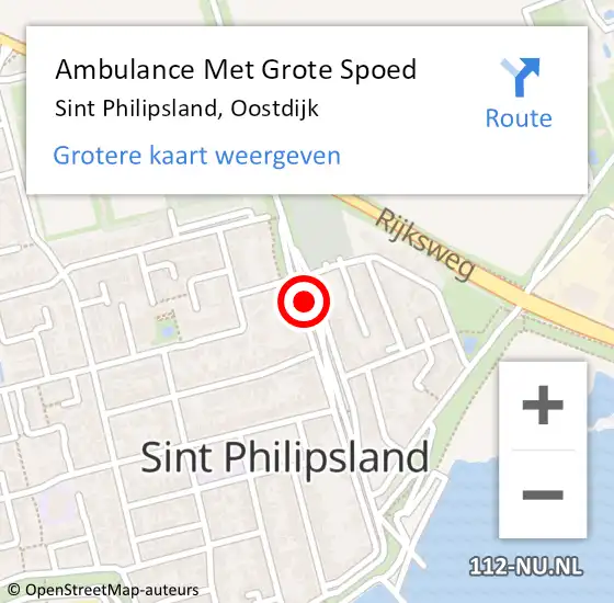 Locatie op kaart van de 112 melding: Ambulance Met Grote Spoed Naar Sint Philipsland, Oostdijk op 21 januari 2019 11:44