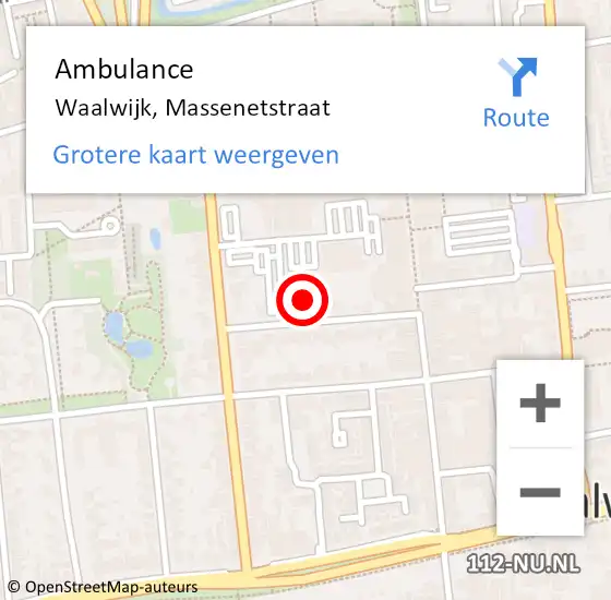 Locatie op kaart van de 112 melding: Ambulance Waalwijk, Massenetstraat op 21 januari 2019 12:31