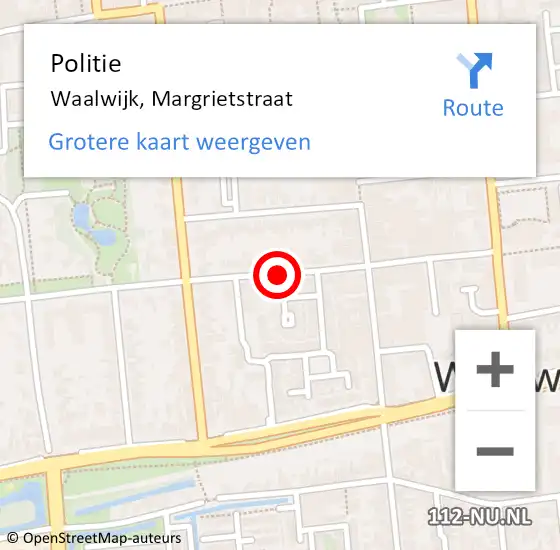 Locatie op kaart van de 112 melding: Politie Waalwijk, Margrietstraat op 21 januari 2019 13:44