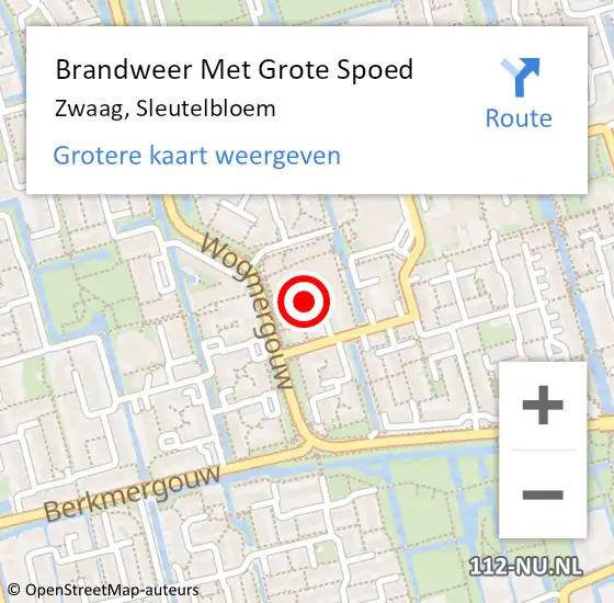 Locatie op kaart van de 112 melding: Brandweer Met Grote Spoed Naar Zwaag, Sleutelbloem op 21 januari 2019 14:08