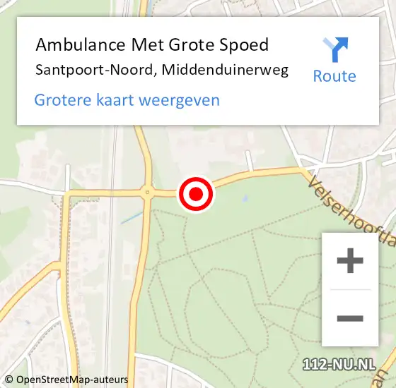 Locatie op kaart van de 112 melding: Ambulance Met Grote Spoed Naar Santpoort-Noord, Middenduinerweg op 21 januari 2019 14:39