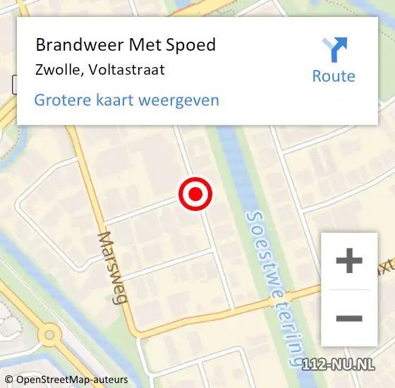 Locatie op kaart van de 112 melding: Brandweer Met Spoed Naar Zwolle, Voltastraat op 21 januari 2019 14:48