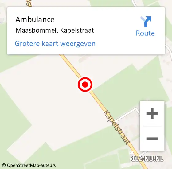 Locatie op kaart van de 112 melding: Ambulance Maasbommel, Kapelstraat op 21 januari 2019 15:02