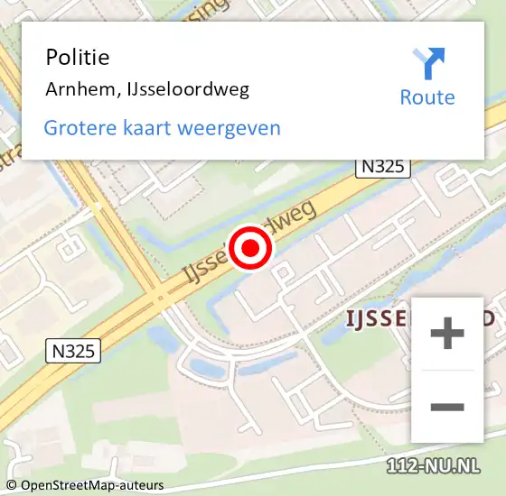 Locatie op kaart van de 112 melding: Politie Arnhem, IJsseloordweg op 21 januari 2019 15:02