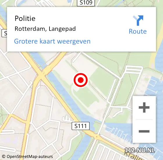 Locatie op kaart van de 112 melding: Politie Rotterdam, Langepad op 21 januari 2019 15:46