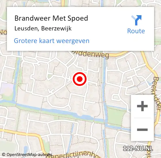 Locatie op kaart van de 112 melding: Brandweer Met Spoed Naar Leusden, Beerzewijk op 21 januari 2019 15:52