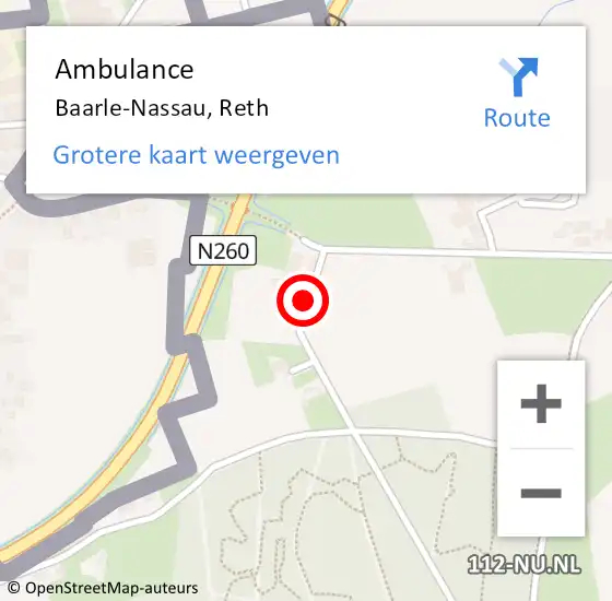 Locatie op kaart van de 112 melding: Ambulance Baarle-Nassau, Reth op 21 januari 2019 15:55