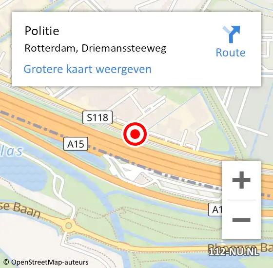 Locatie op kaart van de 112 melding: Politie Rotterdam, Driemanssteeweg op 21 januari 2019 16:01