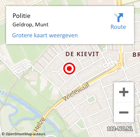 Locatie op kaart van de 112 melding: Politie Geldrop, Munt op 21 januari 2019 16:42