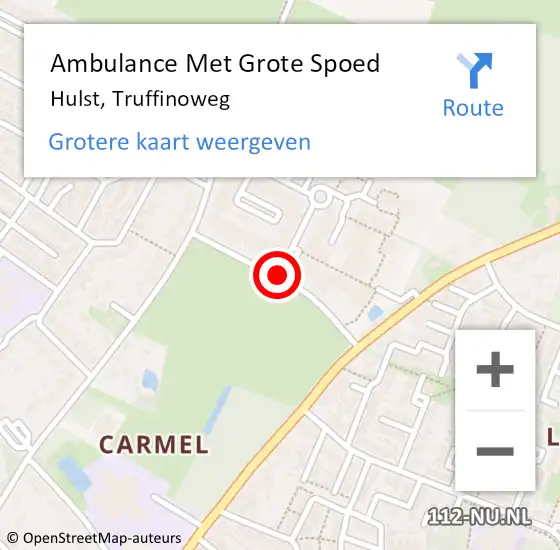 Locatie op kaart van de 112 melding: Ambulance Met Grote Spoed Naar Hulst, Truffinoweg op 21 januari 2019 16:48