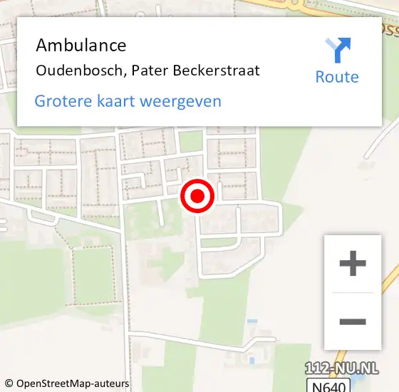 Locatie op kaart van de 112 melding: Ambulance Oudenbosch, Pater Beckerstraat op 21 januari 2019 16:52