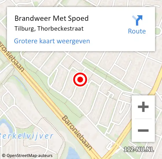 Locatie op kaart van de 112 melding: Brandweer Met Spoed Naar Tilburg, Thorbeckestraat op 21 januari 2019 16:53