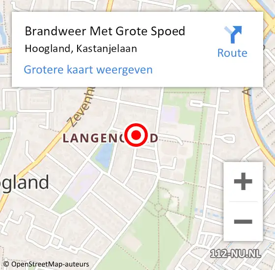 Locatie op kaart van de 112 melding: Brandweer Met Grote Spoed Naar Hoogland, Kastanjelaan op 21 januari 2019 17:30