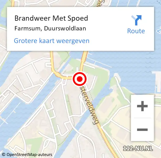 Locatie op kaart van de 112 melding: Brandweer Met Spoed Naar Farmsum, Duurswoldlaan op 21 januari 2019 17:44
