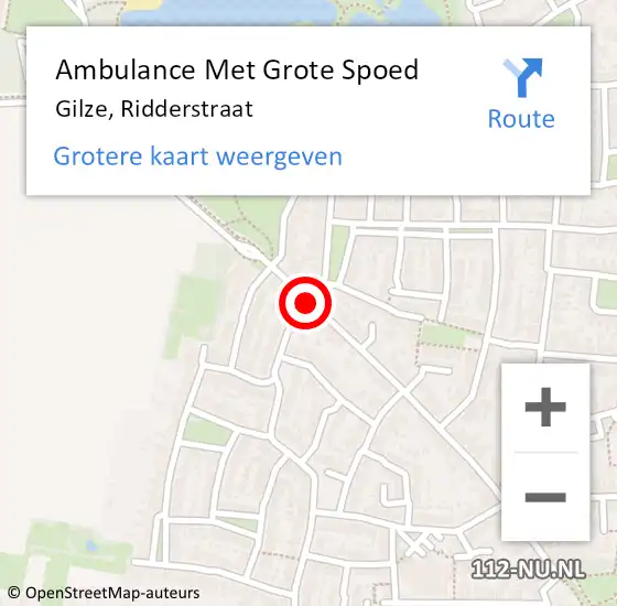 Locatie op kaart van de 112 melding: Ambulance Met Grote Spoed Naar Gilze, Ridderstraat op 21 januari 2019 18:16