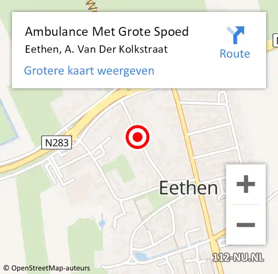 Locatie op kaart van de 112 melding: Ambulance Met Grote Spoed Naar Eethen, A. Van Der Kolkstraat op 21 januari 2019 18:17