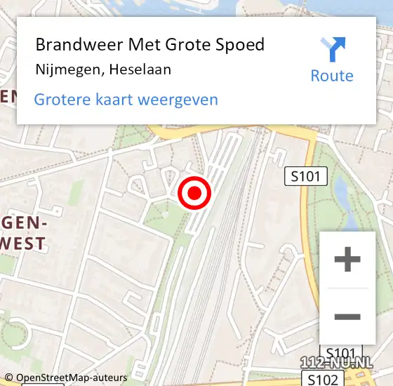 Locatie op kaart van de 112 melding: Brandweer Met Grote Spoed Naar Nijmegen, Heselaan op 21 januari 2019 19:54