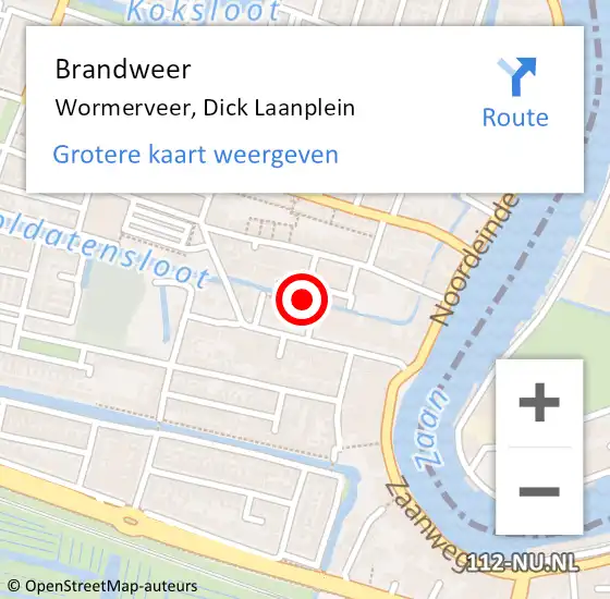 Locatie op kaart van de 112 melding: Brandweer Wormerveer, Dick Laanplein op 21 januari 2019 20:01