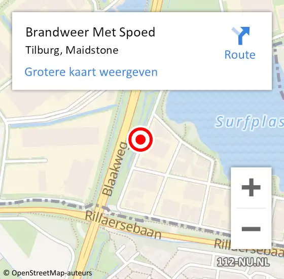 Locatie op kaart van de 112 melding: Brandweer Met Spoed Naar Tilburg, Maidstone op 21 januari 2019 20:17