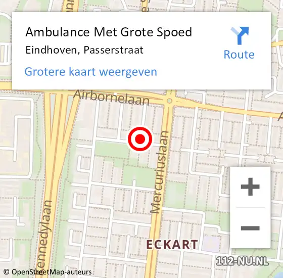 Locatie op kaart van de 112 melding: Ambulance Met Grote Spoed Naar Eindhoven, Passerstraat op 21 januari 2019 20:17