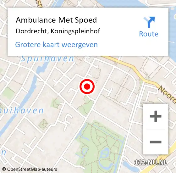 Locatie op kaart van de 112 melding: Ambulance Met Spoed Naar Dordrecht, Koningspleinhof op 21 januari 2019 20:29