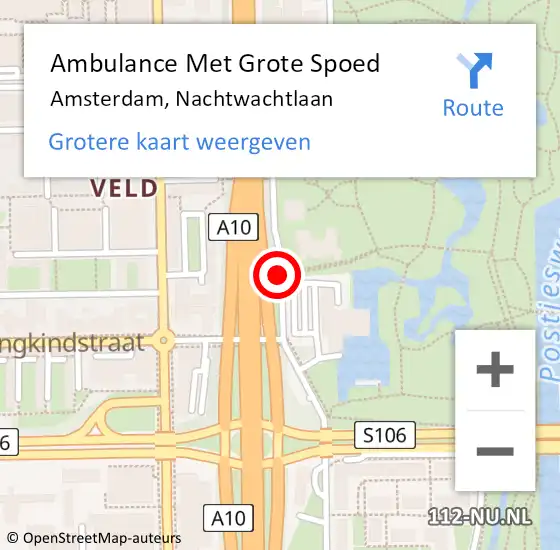 Locatie op kaart van de 112 melding: Ambulance Met Grote Spoed Naar Amsterdam, Nachtwachtlaan op 21 januari 2019 20:29