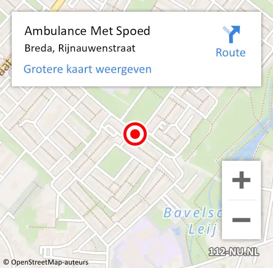 Locatie op kaart van de 112 melding: Ambulance Met Spoed Naar Breda, Rijnauwenstraat op 21 januari 2019 20:29