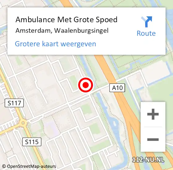 Locatie op kaart van de 112 melding: Ambulance Met Grote Spoed Naar Amsterdam, Waalenburgsingel op 21 januari 2019 20:32