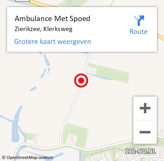 Locatie op kaart van de 112 melding: Ambulance Met Spoed Naar Zierikzee, Klerksweg op 21 januari 2019 20:35
