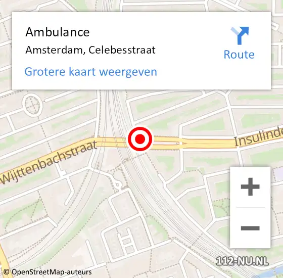 Locatie op kaart van de 112 melding: Ambulance Amsterdam, Celebesstraat op 21 januari 2019 20:35