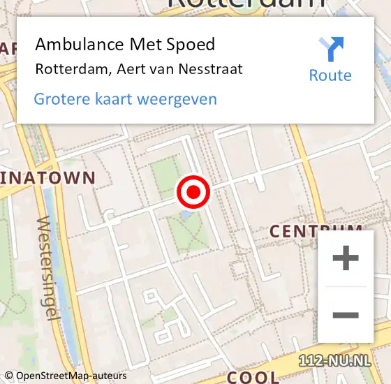 Locatie op kaart van de 112 melding: Ambulance Met Spoed Naar Rotterdam, Aert van Nesstraat op 21 januari 2019 20:36